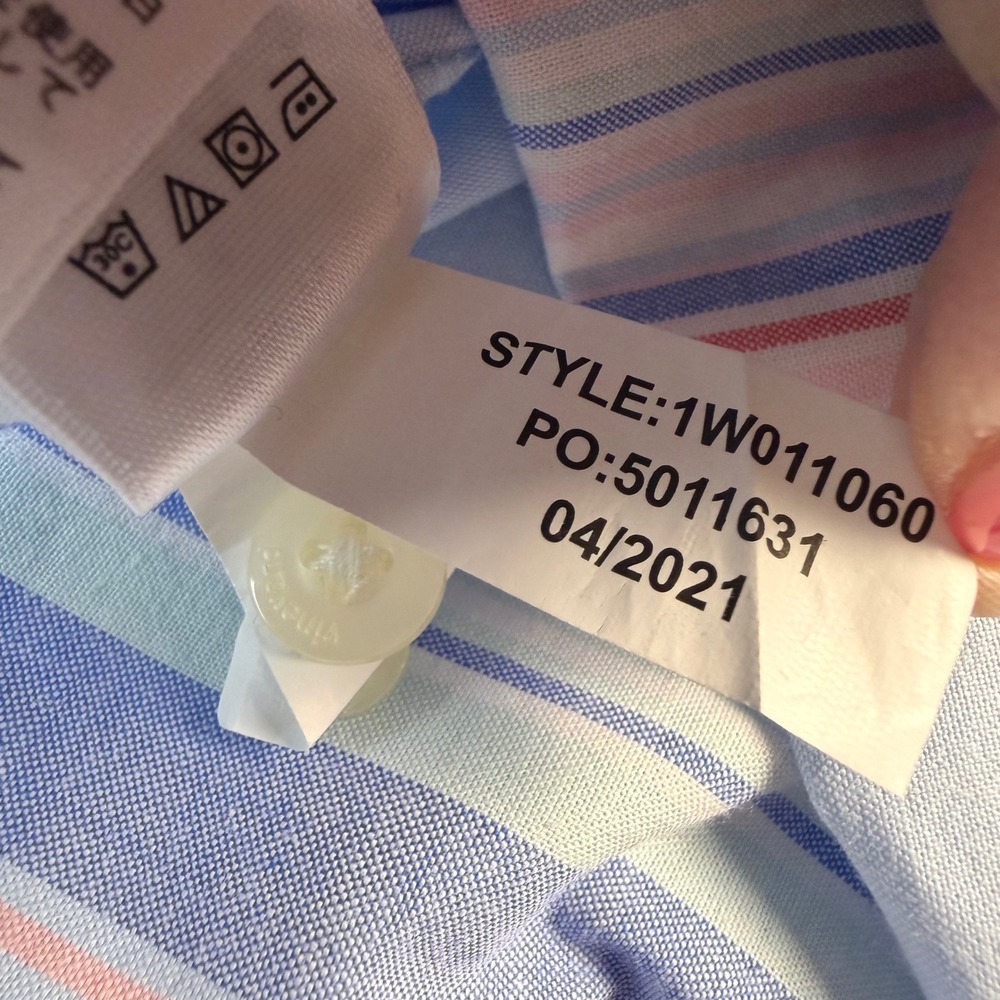 Vineyard Vines Shirt Mens Medium Blue Pink Striped Classic Fit S/S Logo EUC - Picture 8 of 11